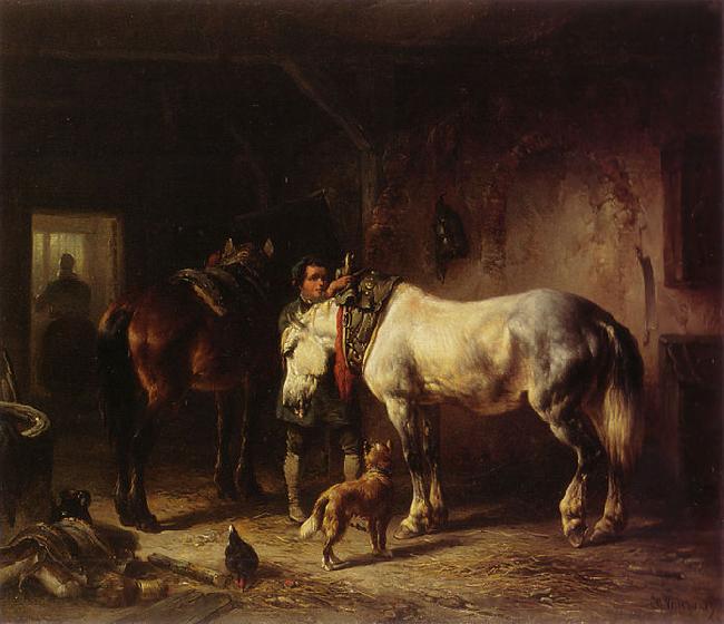 Wouterus Verschuur Saddling the horses